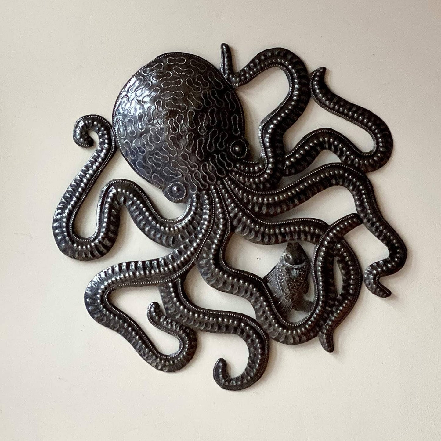 Metal Octopus, Sea Life, Nautical Wall Hanging Artwork, Handmade, Unique 17 x 16.75