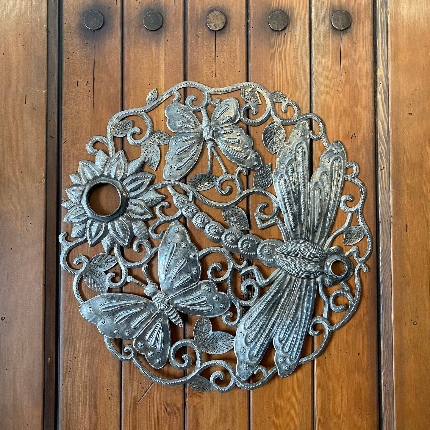 Wall Art Butterflies and Dragonfly, Home Decor, Indoor and Outdoor 23"x23" Handmade