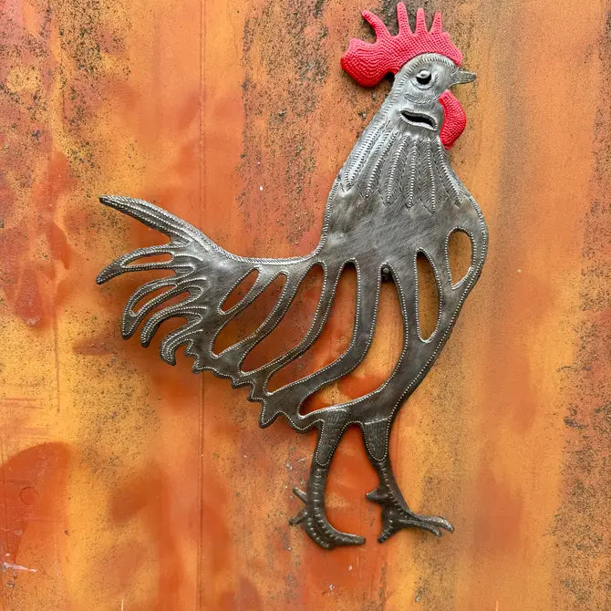 Farm Rooster, Handmade in Haiti, Recycled Fair Trade 16"x12"