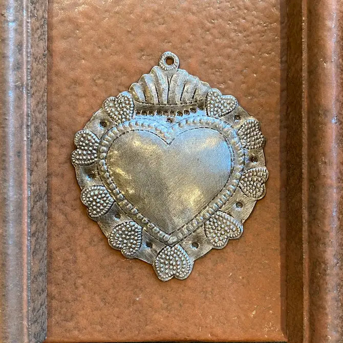 Sacred Heart, Recycled Metal, Religious Folk Art 3"