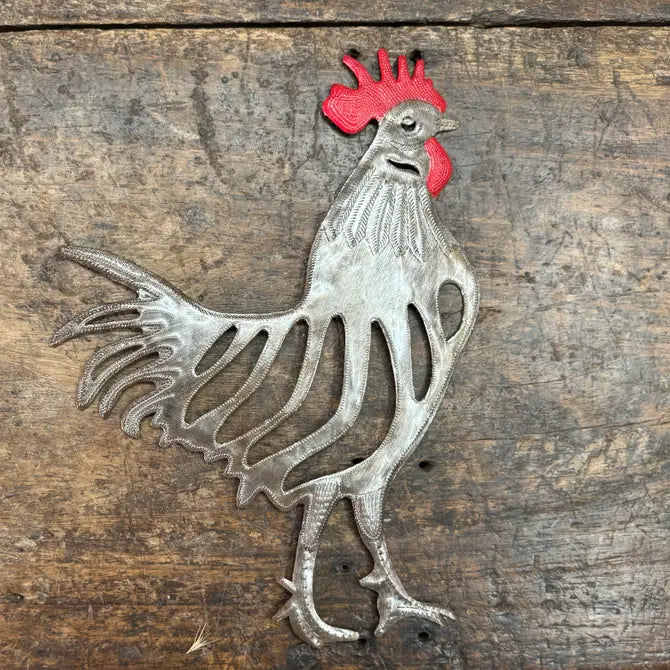 Farm Rooster, Handmade in Haiti, Recycled Fair Trade 16"x12"