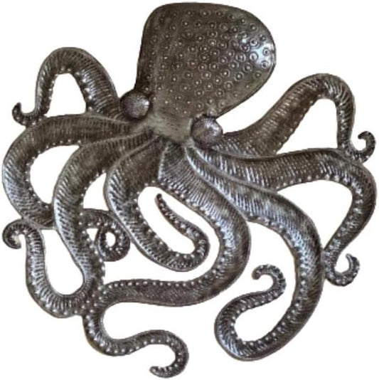Unique Sea Life Metal Octopus, Handmade Wall Decor, Nautical 23" Indoor Outdoor