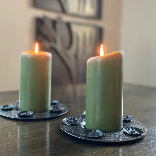 Candle Plates, Set/ 2 $5 ea. Made in Haiti, Fair Trade 6"x6"