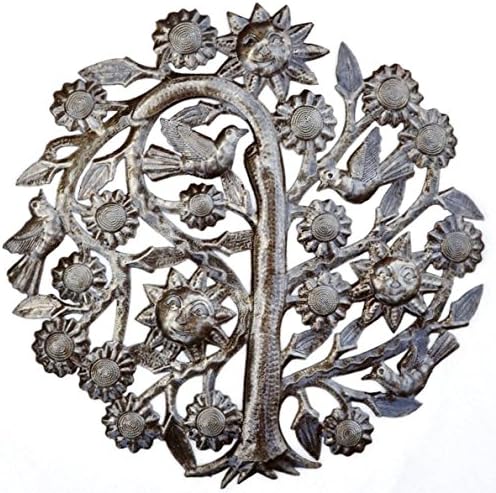 Tree of Life with Sunshine, Recycled Metal Wall Art 15"