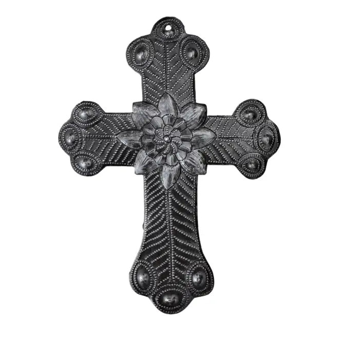 Recycled Metal Cross, Milagro, Upcycled Art  5" x 7"