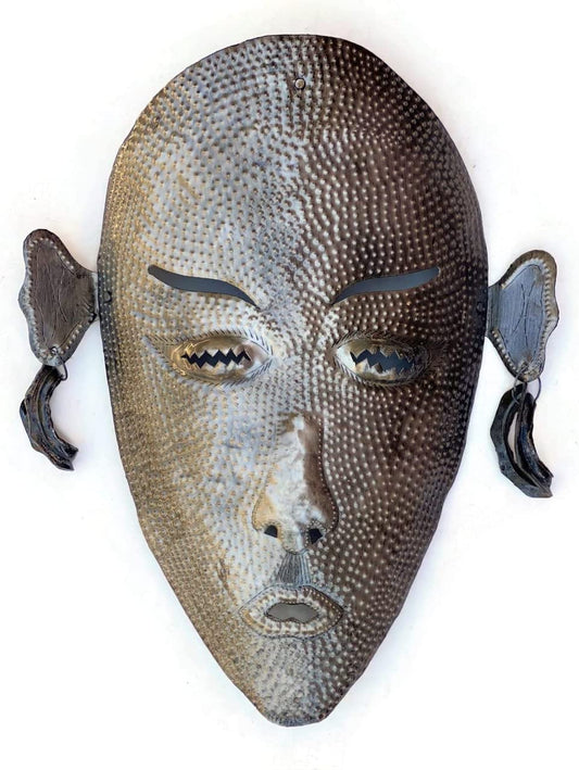 Tiki Bar Mask, Haiti Metal Wall Art 19.5" x 12" x 2.5"