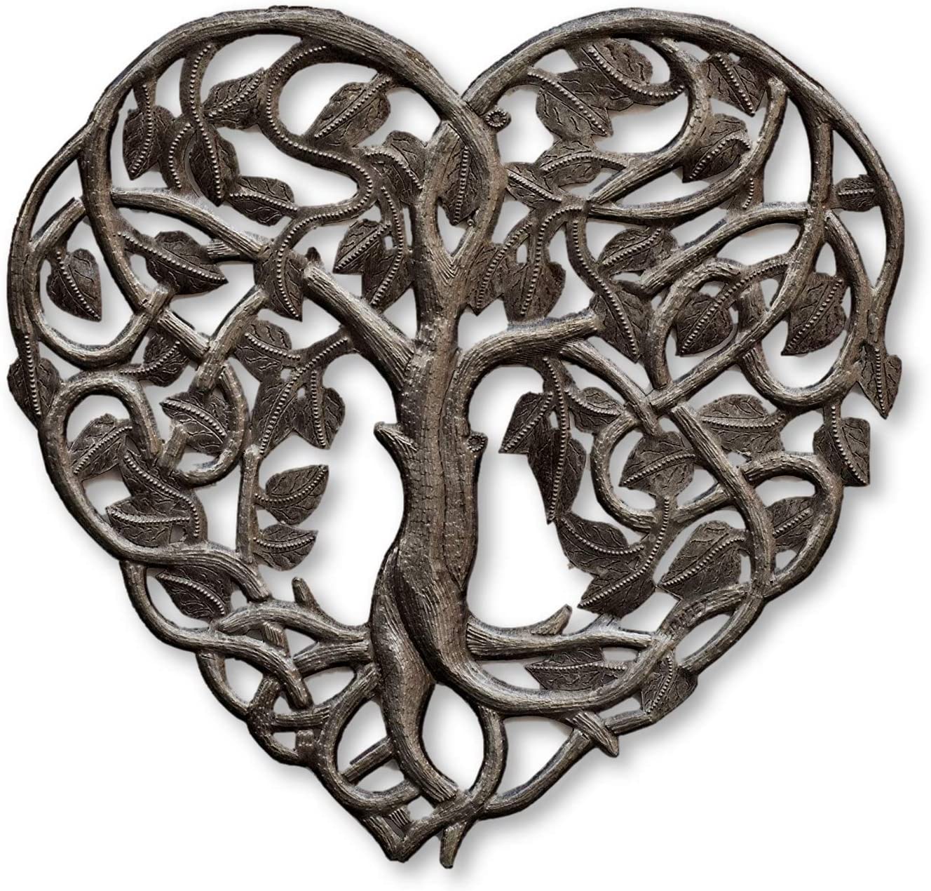 Tree of Life Heart, Metal Art, Haiti Fair-trade 14.25"