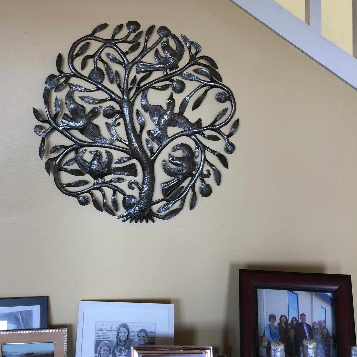 Joyful Tree of Life Wall Decor, Indoor Outdoor Haitian, Metal Artwork for Walls