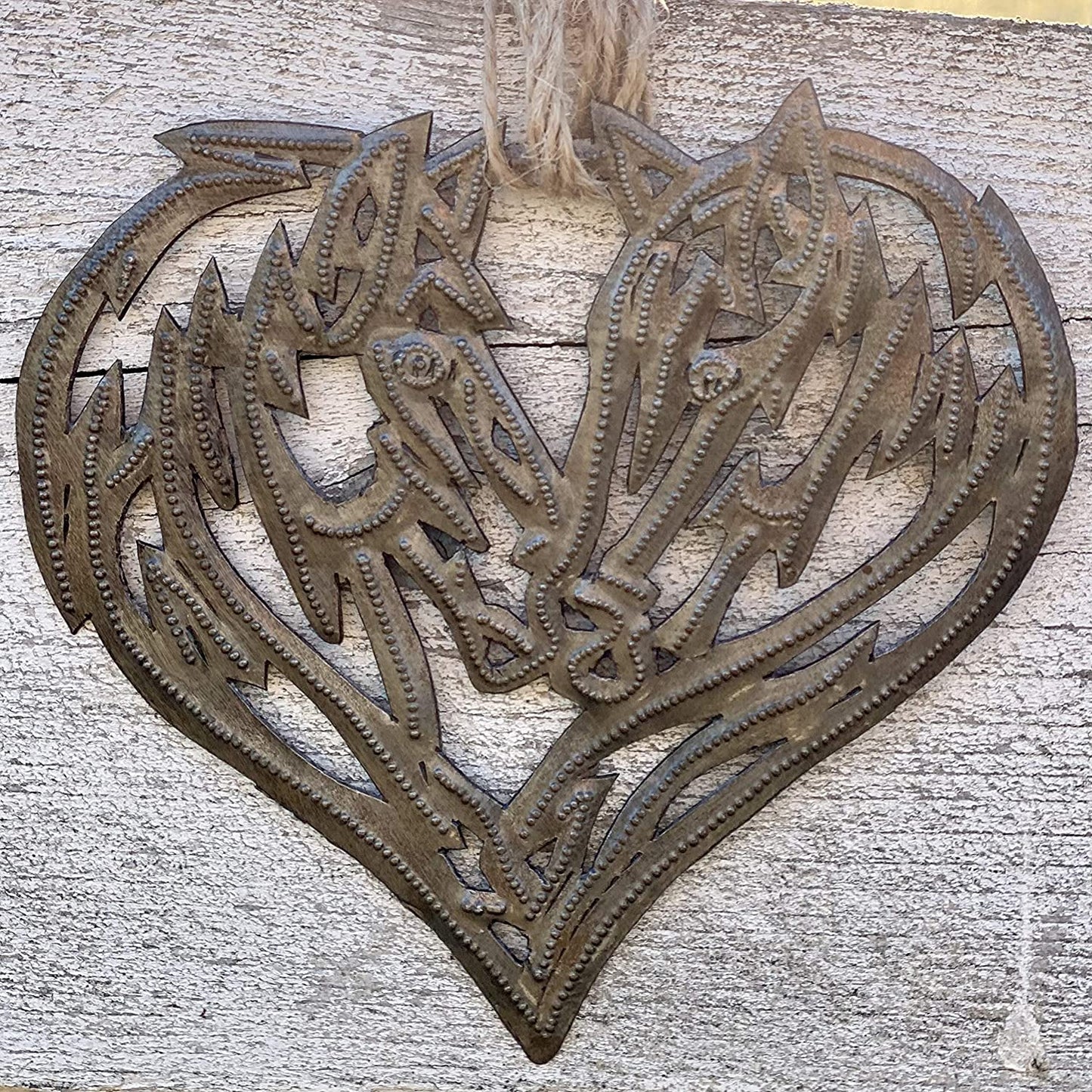 5.5"x5" Horse Heart Ornament, Western Metal Wall Decor, Recycled