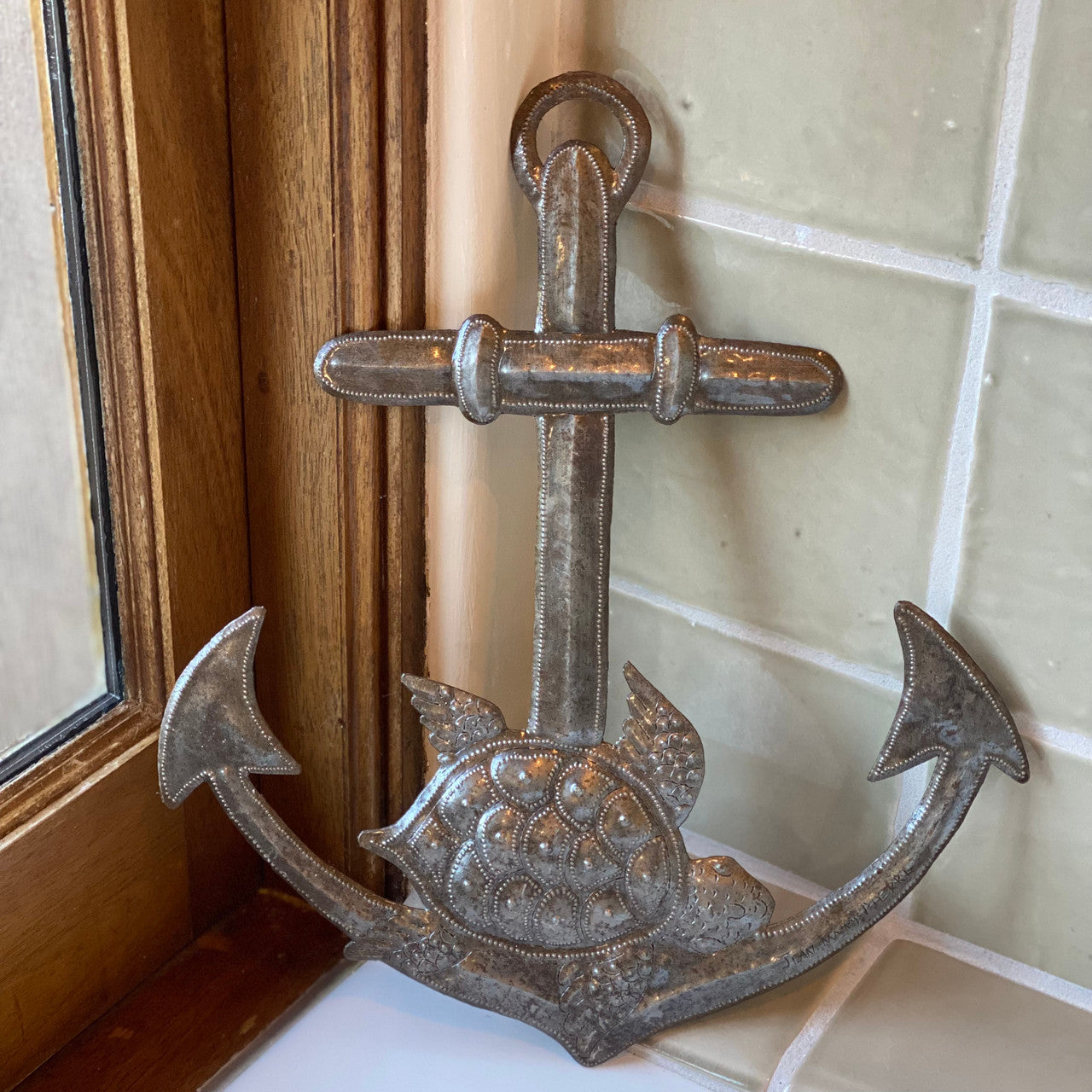 Anchor and Sea Turtle Wall Hanging, Nautical Theme 14"x12"