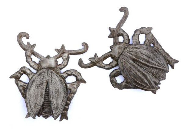 Garden Beetles Set of 2 Haitian Metal Bugs, Fair Trade 5.5"