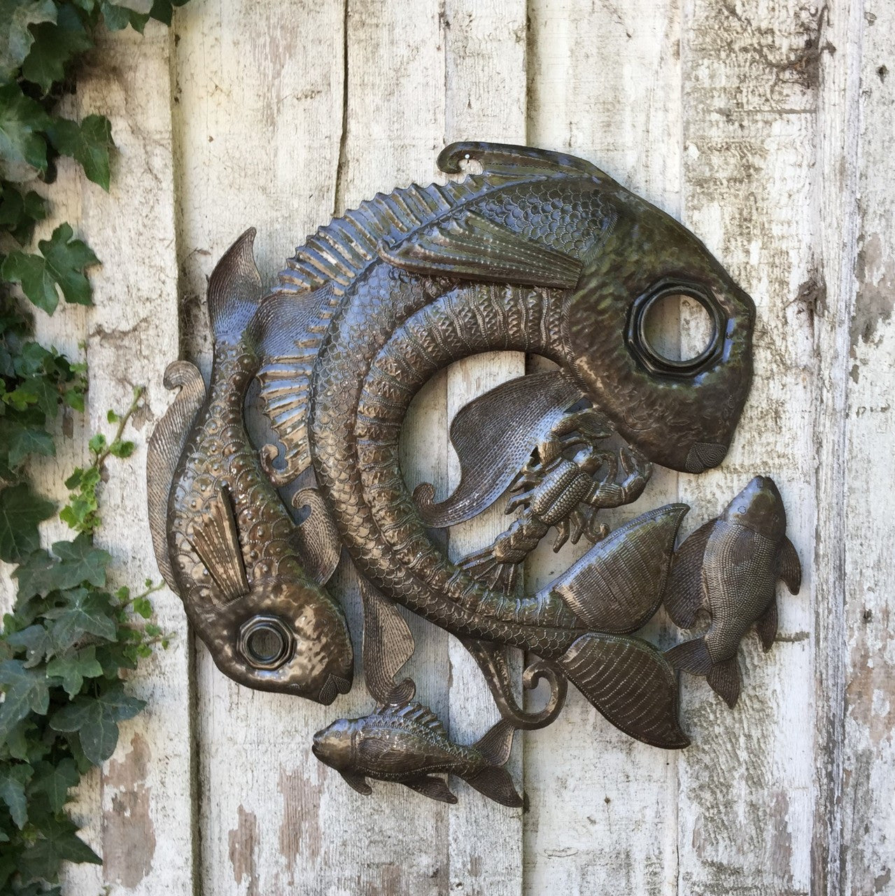 Fish Lid - Haitian Metal Wall Hanging Art 23" x 23"