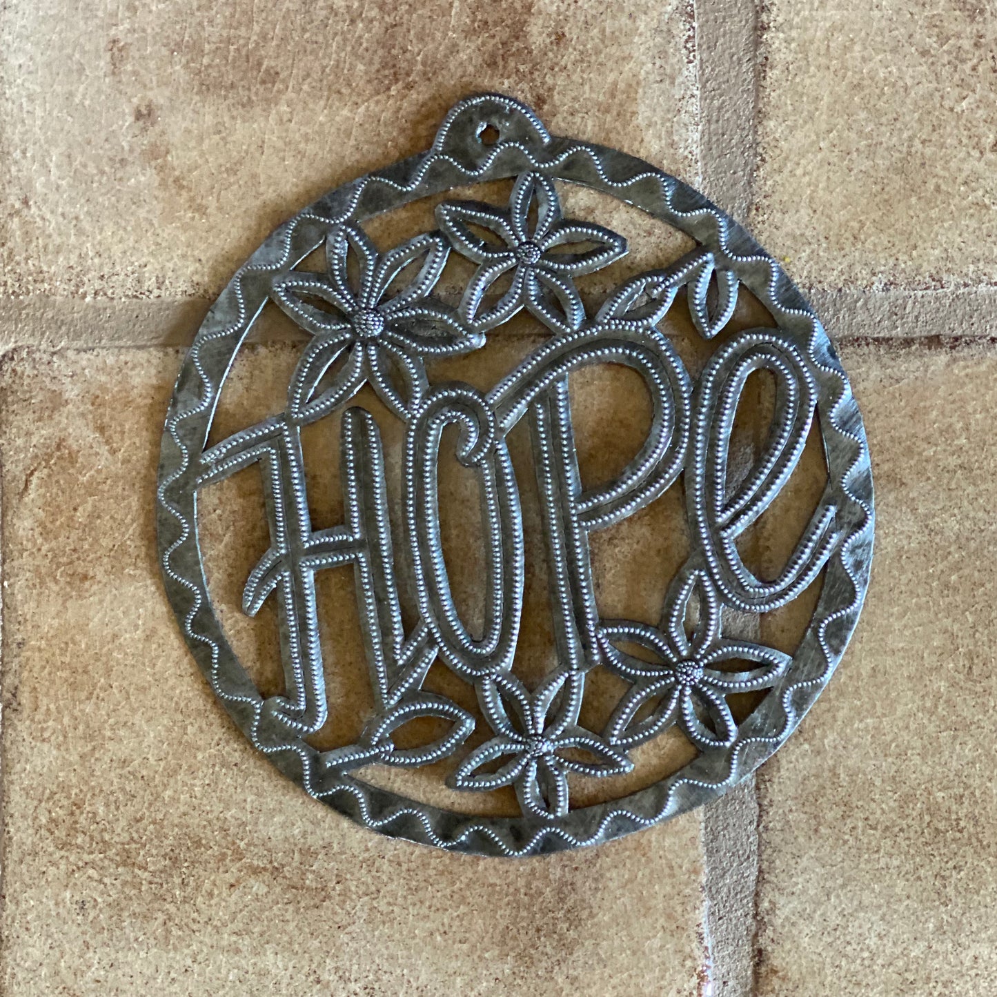 Hope Word Sign, Home Décor, Upcycled Artwork, Haiti 7.5"