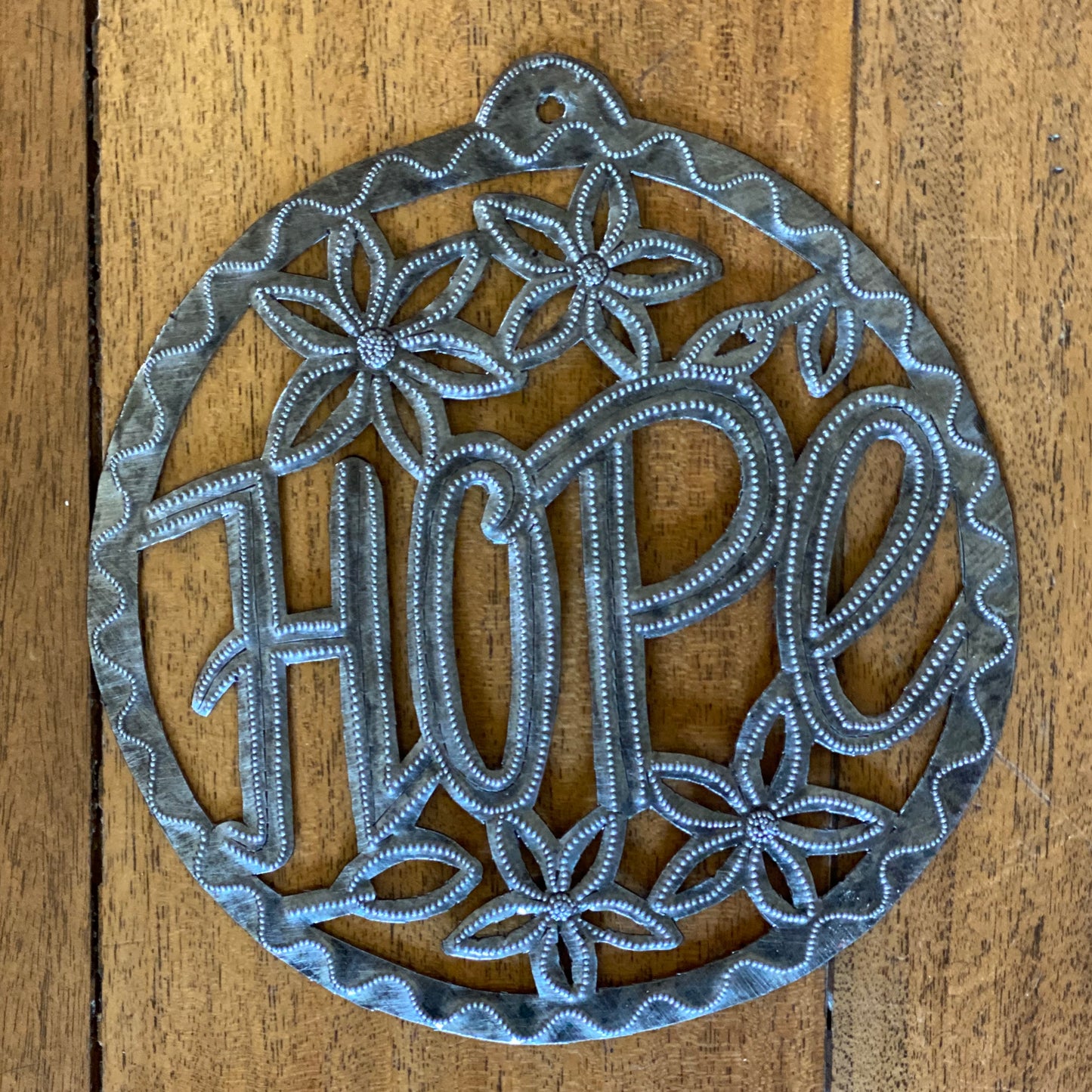 Hope Word Sign, Home Décor, Upcycled Artwork, Haiti 7.5"