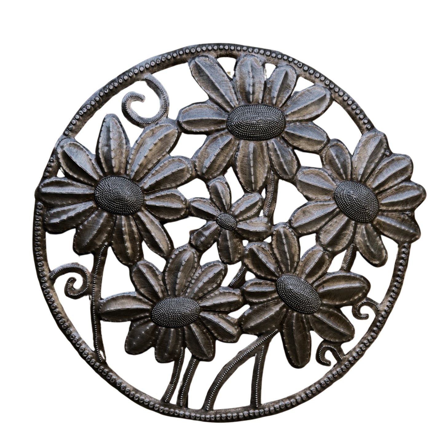 Flower Metal Wall Hanging Art, Garden, 12" X 12.5" Inches