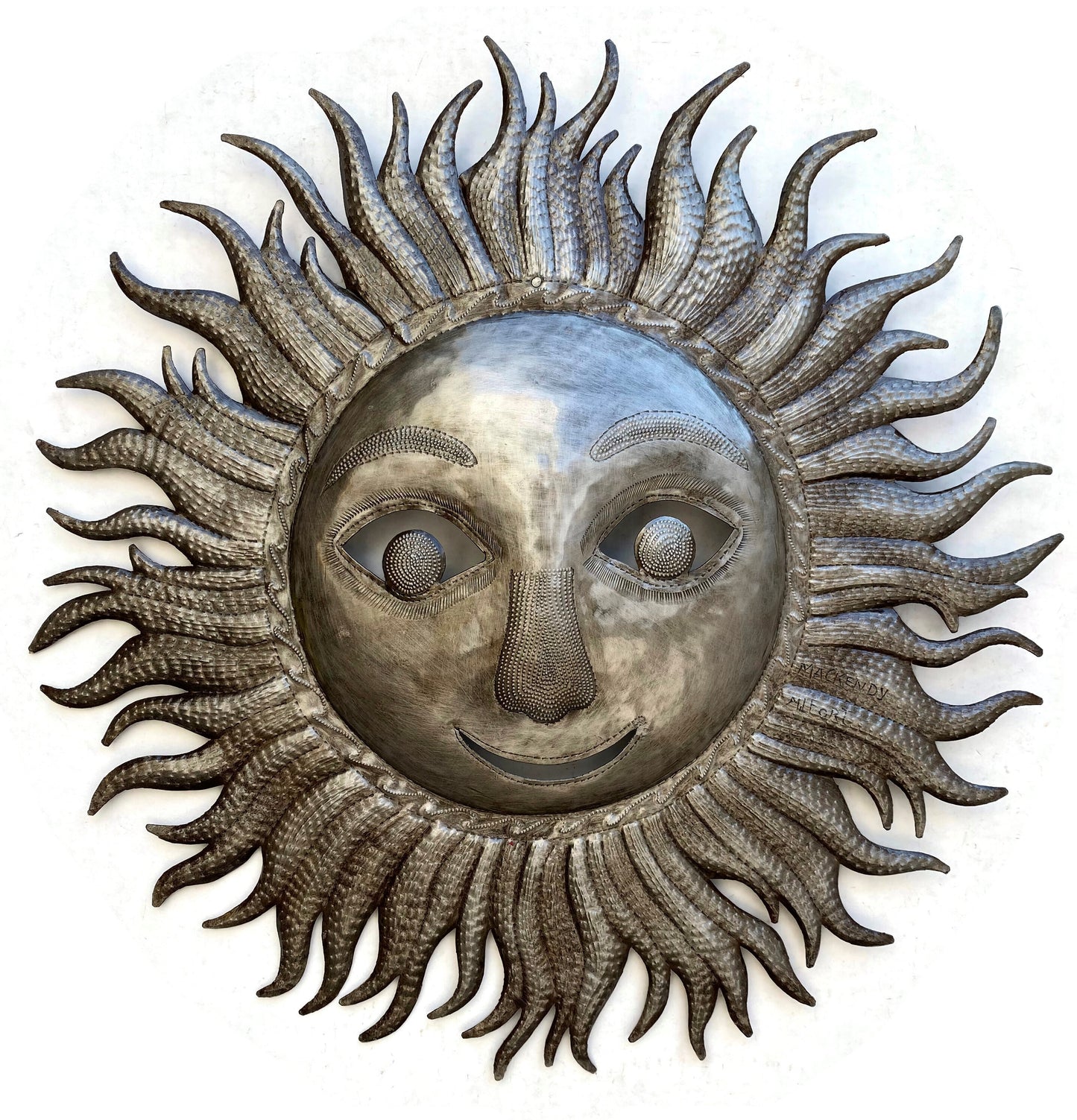 Windblown Sun, Happy Outdoor Wall Hanging Sun, Handmade in Haiti, Summer Home Decorations, 23 x 23 Inches