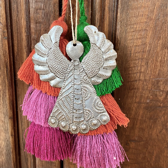 Christmas Angel Ornaments Set of 2, Handmade Haitian Art, Holiday Ornament Exchange, Christmas Decorations, 4 X 3 Inches