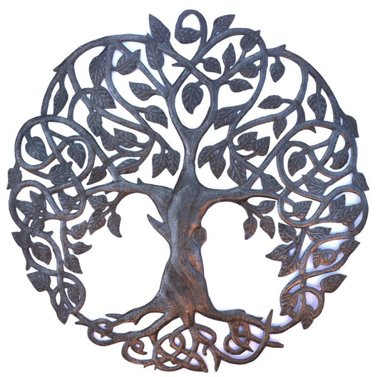 23" Tree of Life Metal Wall Art, Celtic Knot Symbol Design, Indoor Outdoor Display