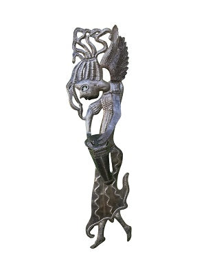 Angel Drummer Girl, Haitian Fair Trade, Metal Wall Art, 5"x2