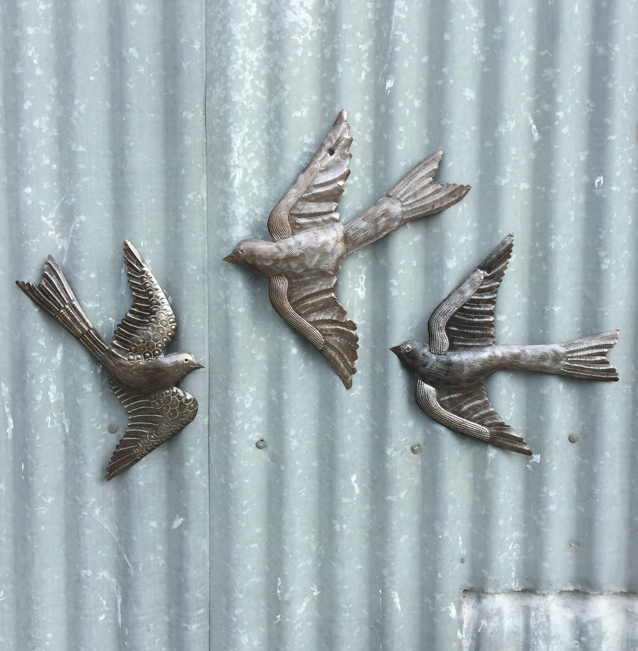 Large Metal Birds, $10 ea., Garden Art Set of 3, 11" x 12'