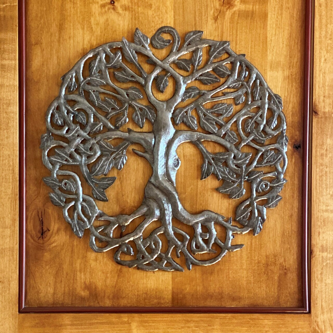 17" Celtic Knot Symbol Tree of Life, Haitian Metal Wall Hanging, Indoor Outdoor, Living Room, Kitchen, Garden