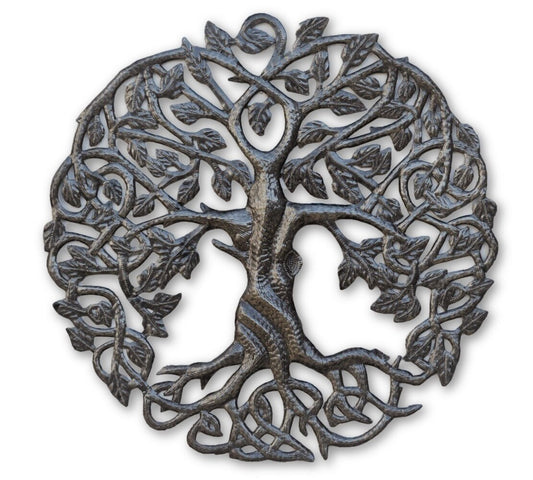 17" Celtic Knot Symbol Tree of Life, Haitian Metal Wall Hanging, Indoor Outdoor, Living Room, Kitchen, Garden