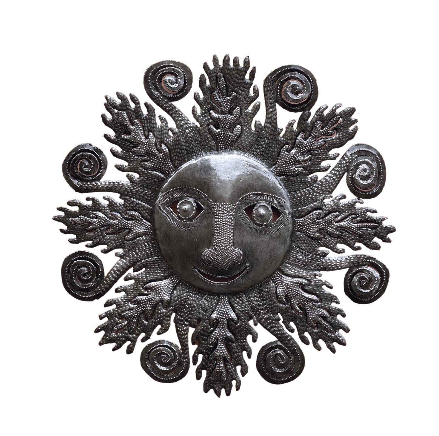 Sun with Curls and Kelp, Metal Wall Hanging Artwork 12.25"