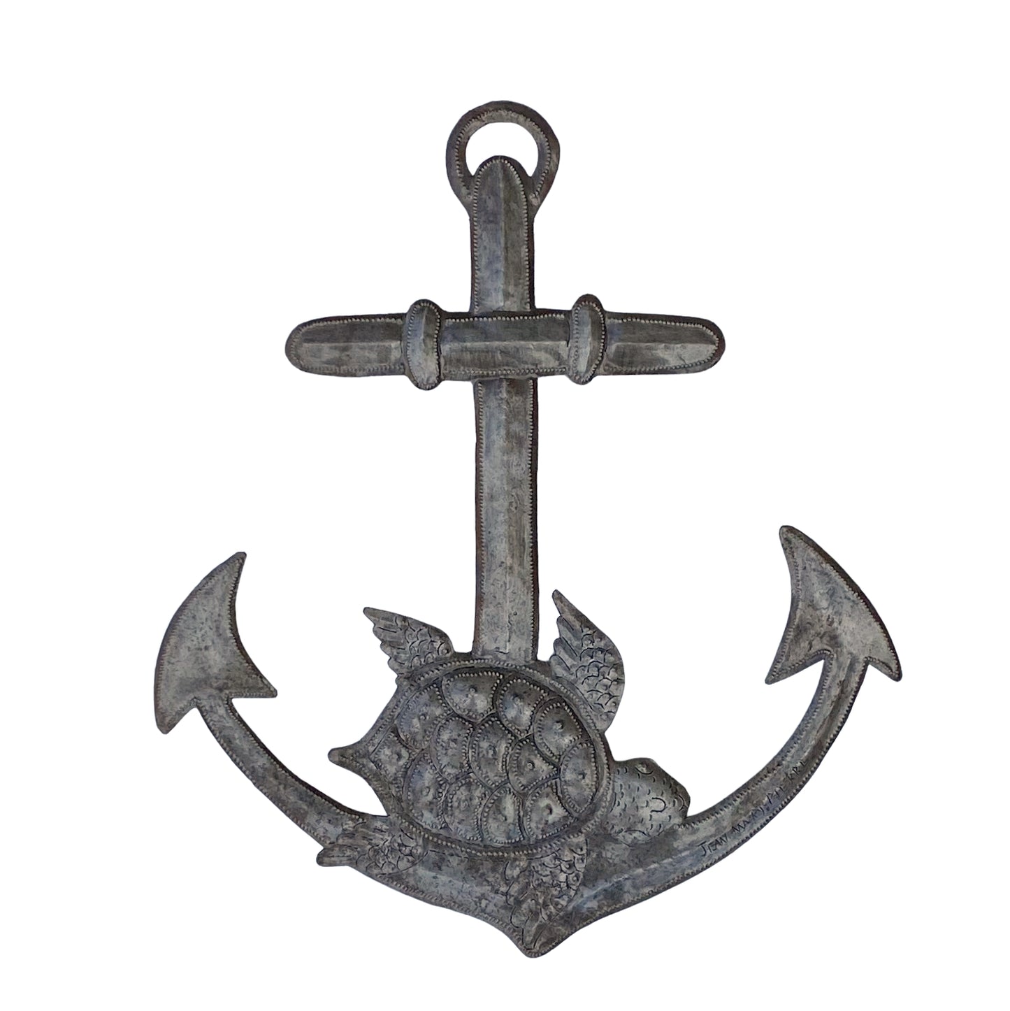 Anchor and Sea Turtle Wall Hanging, Nautical Theme 14"x12"