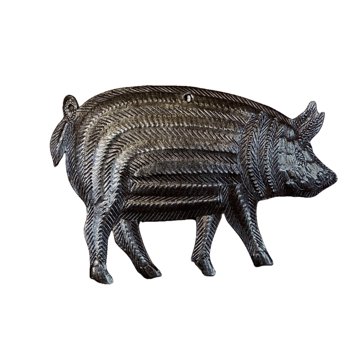 Farm Animal, Hand Cut Pig Ornament, Fair Trade Metal Art 4"