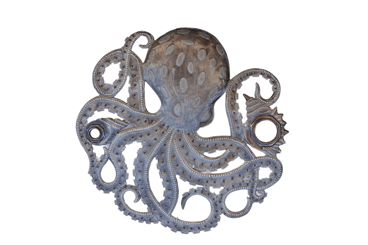 Haitian Metal Octopus Art 22.35" x 22.25" Handmade Decor