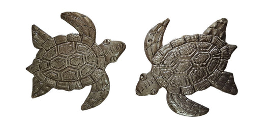 Pair of Turtles, Nautical Beach Decor 4x4 Inches