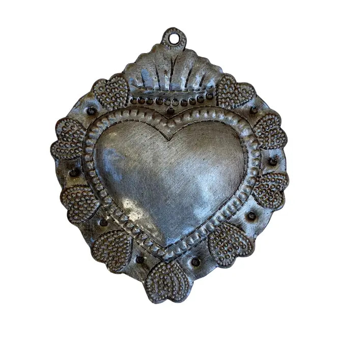 Sacred Heart, Recycled Metal, Religious Folk Art 3"