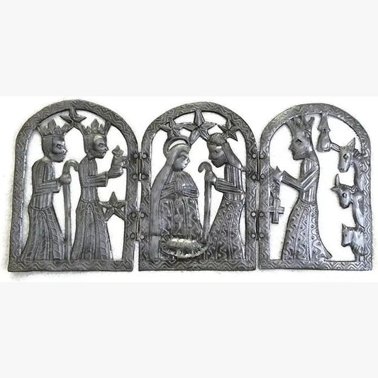 Tri Fold Nativity, Hand made Fair Trade 15" x 7.5"