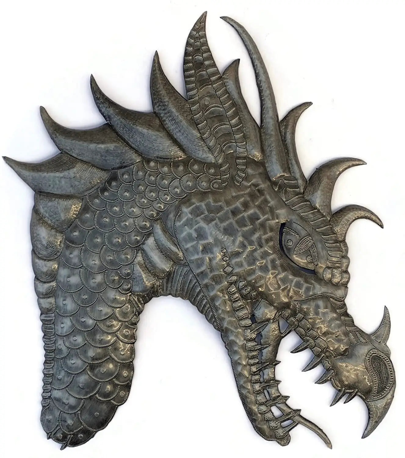 Wall Hanging Metal Dragon, Mythical Handmade 19" x 22"