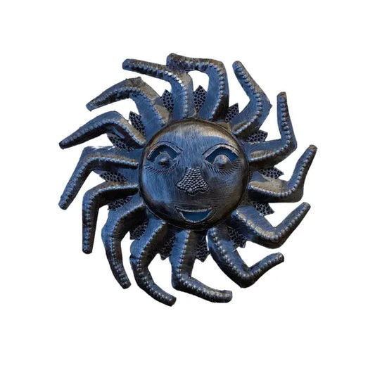 Decorative Ray of Sunshine, Mini Sunface, Metal Decor, 6"