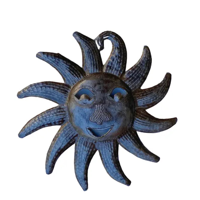 Mini Sun Face, Metal Home Decor, Handmade in Haiti, 6"