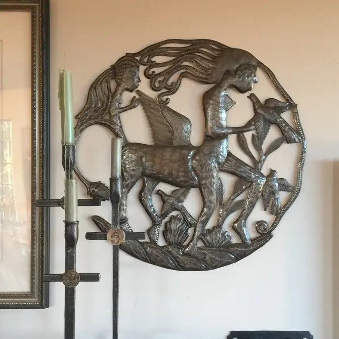 Female Centaur, Haitian Metal Mythical Art, 23"x23"