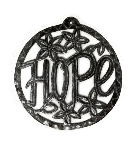 Hope Word Sign, Home Décor, Upcycled Artwork, Haiti 7.5"