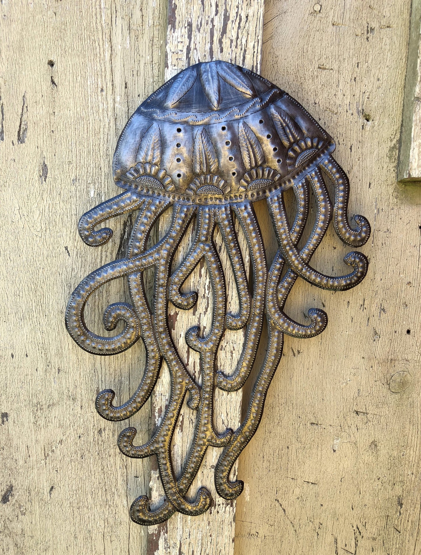 Jellyfish, Ocean Wildlife, Handmade Haitian Metal Art Fair Trade 18.5" x 12"