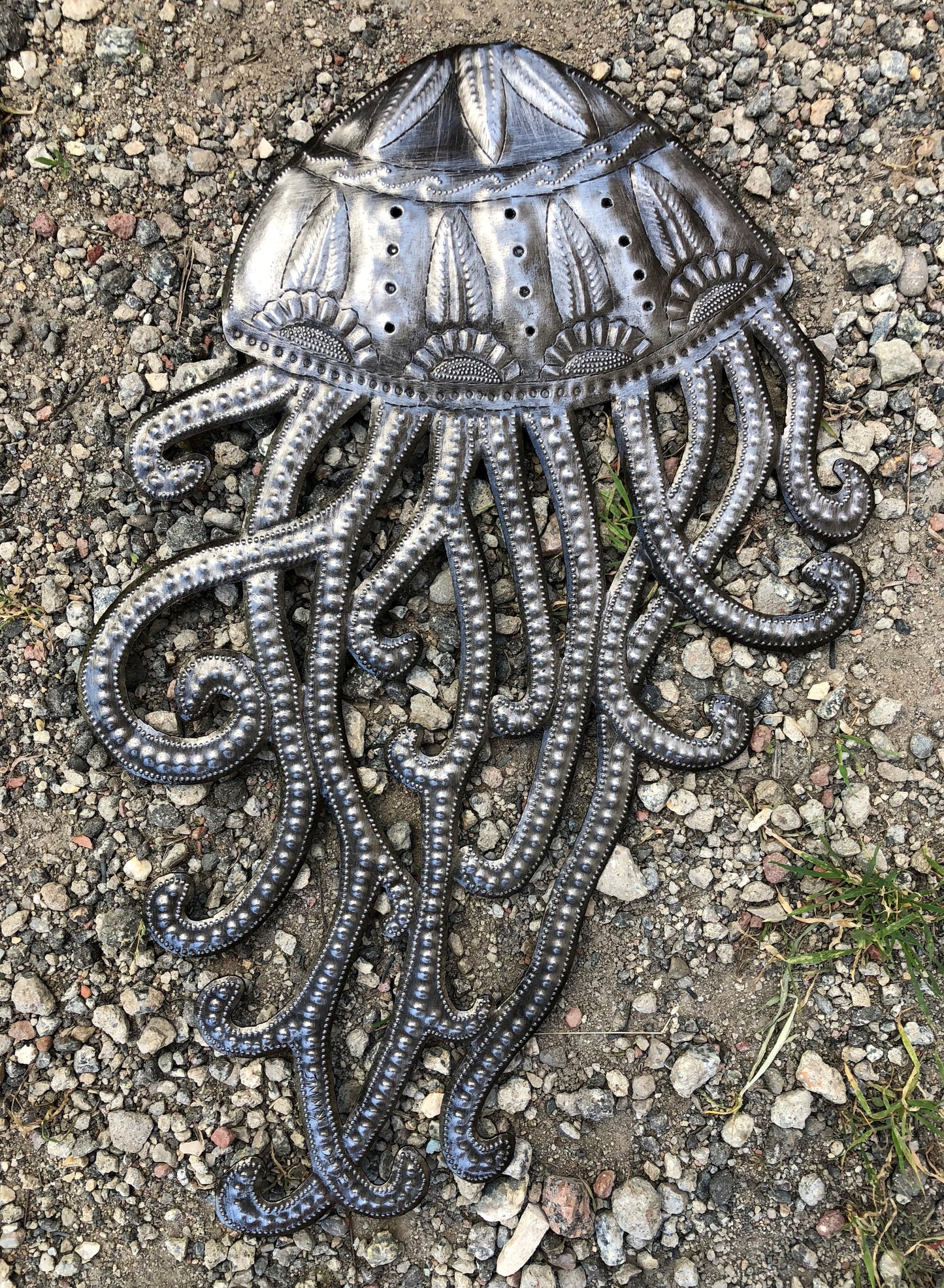 Jellyfish, Ocean Wildlife, Handmade Haitian Metal Art Fair Trade 18.5" x 12"