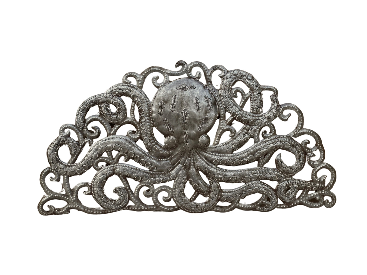 Metal Octopus Arch, Handmade Wall Decor, Nautical 22"x11"