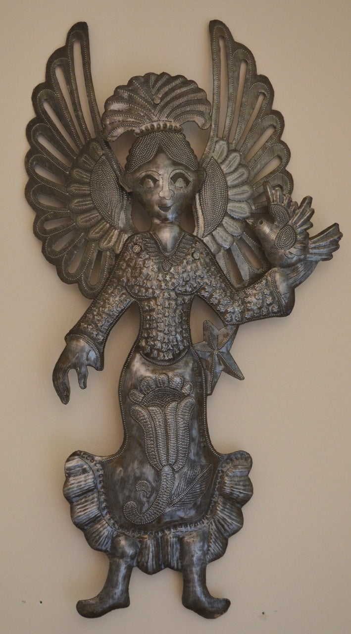 Sweet Summer Angel, Haitian Metal Wall Art 10" x 19"