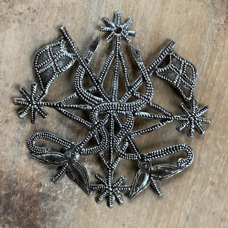 Metal Veve Wall Art, Unique Voodoo Ornament, Veve Dambala 4"