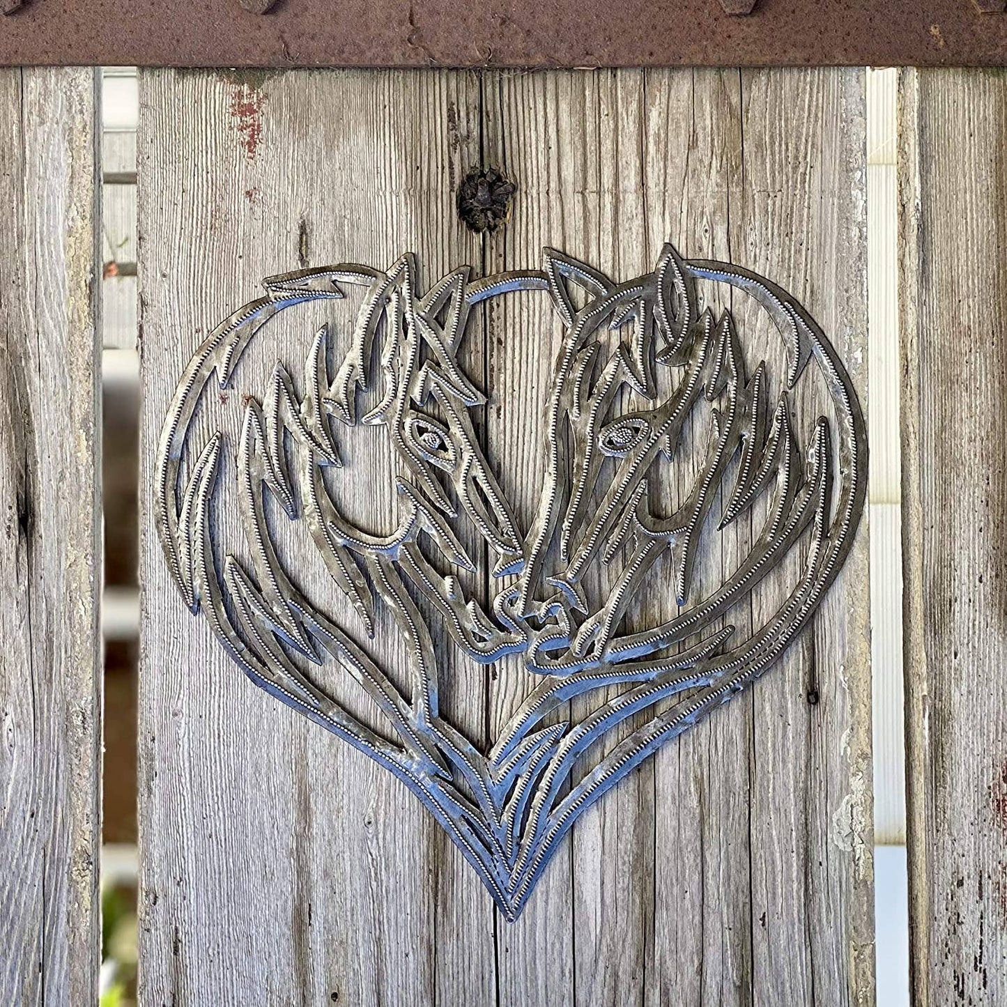 11" x 11.75" Horse Heart, Western Metal Wall Decor, Recycled