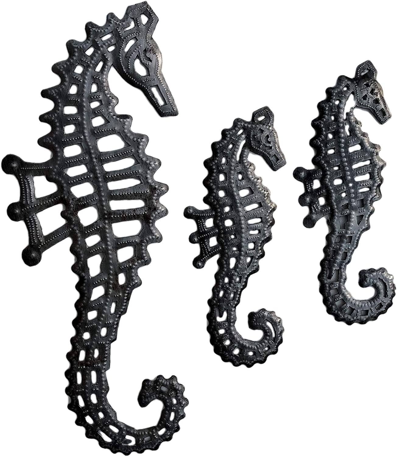 Seahorse Family, 13"x5" Set of 3, Metal Wall Decor, Nautical, Sea Life Unique Artwork