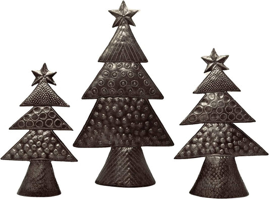 Metal Christmas Trees, Set of 3, Holiday Table Decor 7"-11"