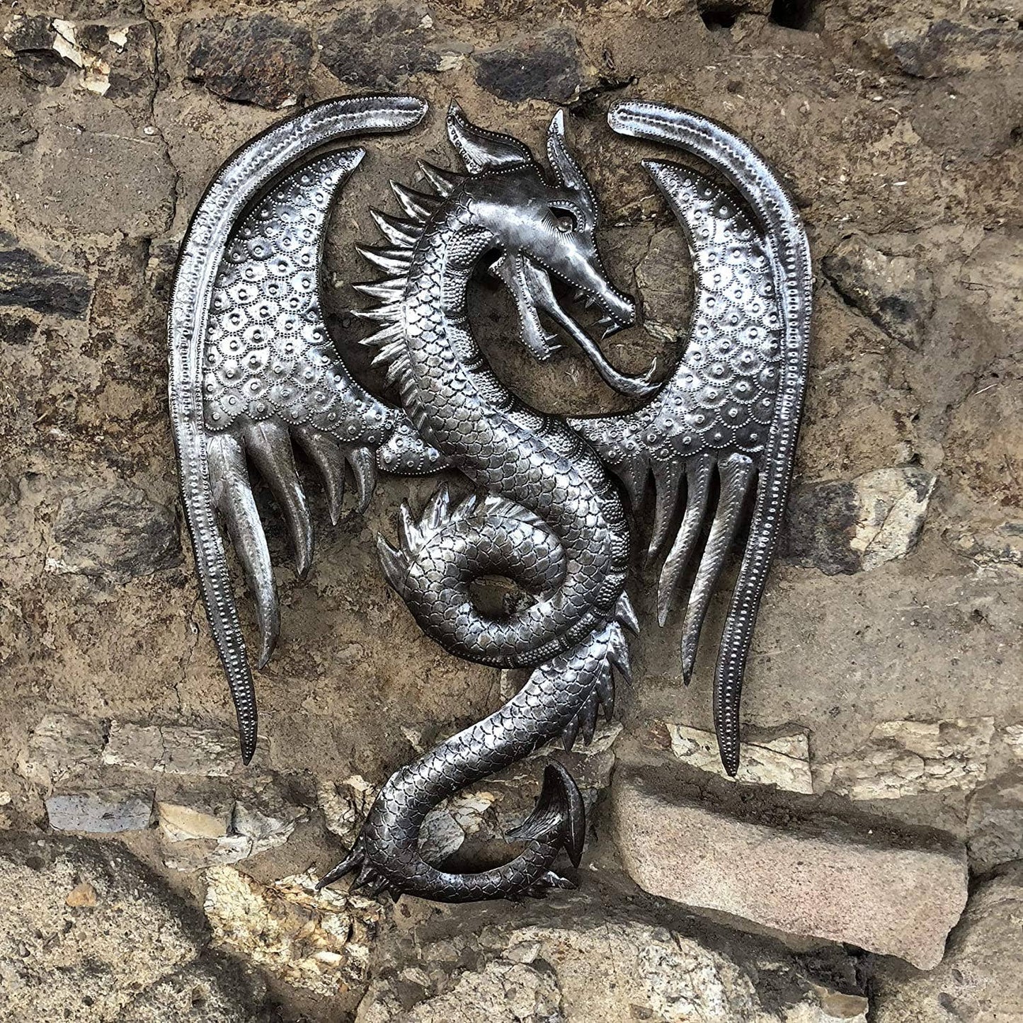 13.5" x 17.25" Dragon Wall Artwork, Metal Dragons, Handmade