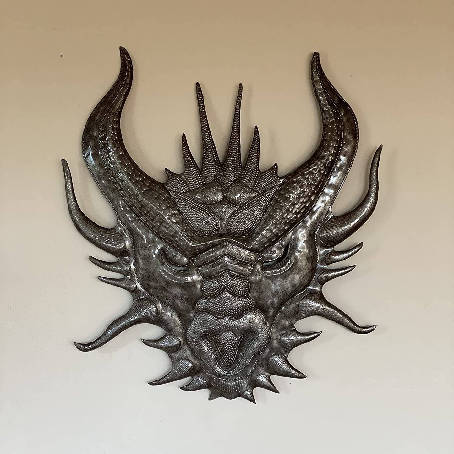 Chinese Dragon Head, Metal Art Wall Sculpture