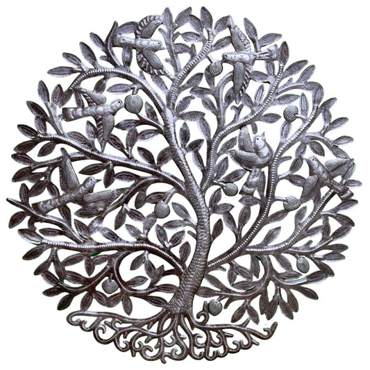 Garden Tree with Birds, Wall Hanging Indoor Outdoor Plaques, 23 Inches