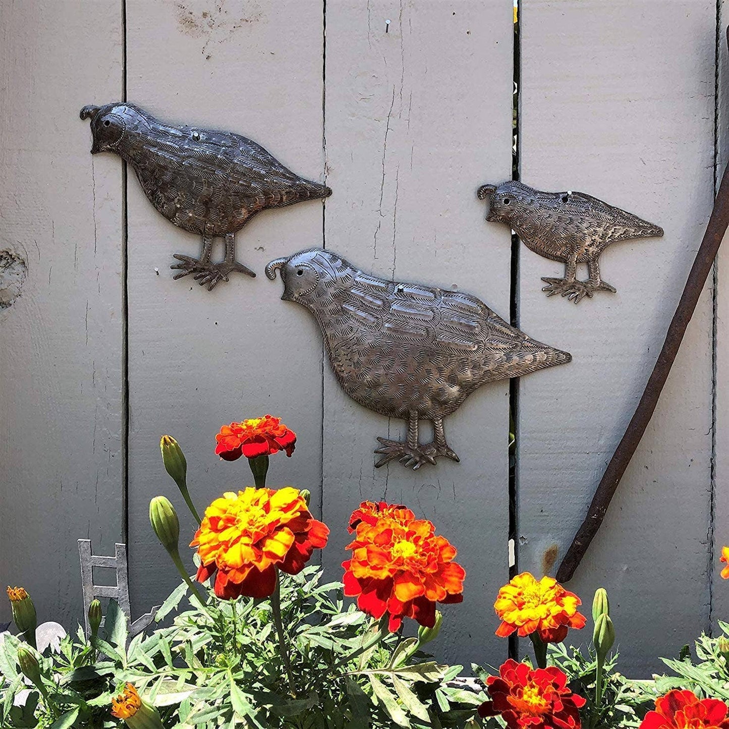 Quail, Covey, Handmade in Haiti Wall Decor Lg Quail 10" x 7" Garden Patio Birds